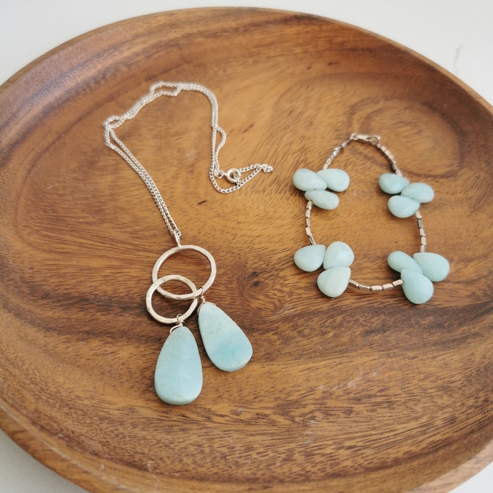 Amazonite With Sterling Silver Necklace And Bracelet Set